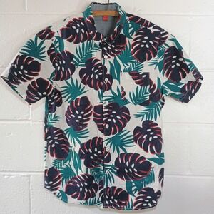 Unionbay Tropical Hawaiian Button Down Mens MEDIUM Short Sleeve Cotton Shirt‎